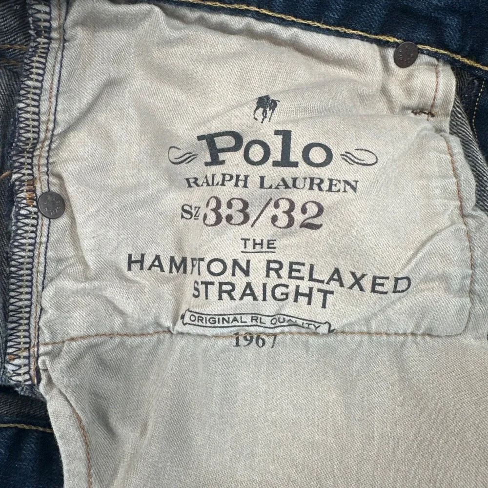 Polo Ralph Lauren Hampton Relaxed Straight Jeans Mens 33x32 Dark Wash Blue Denim